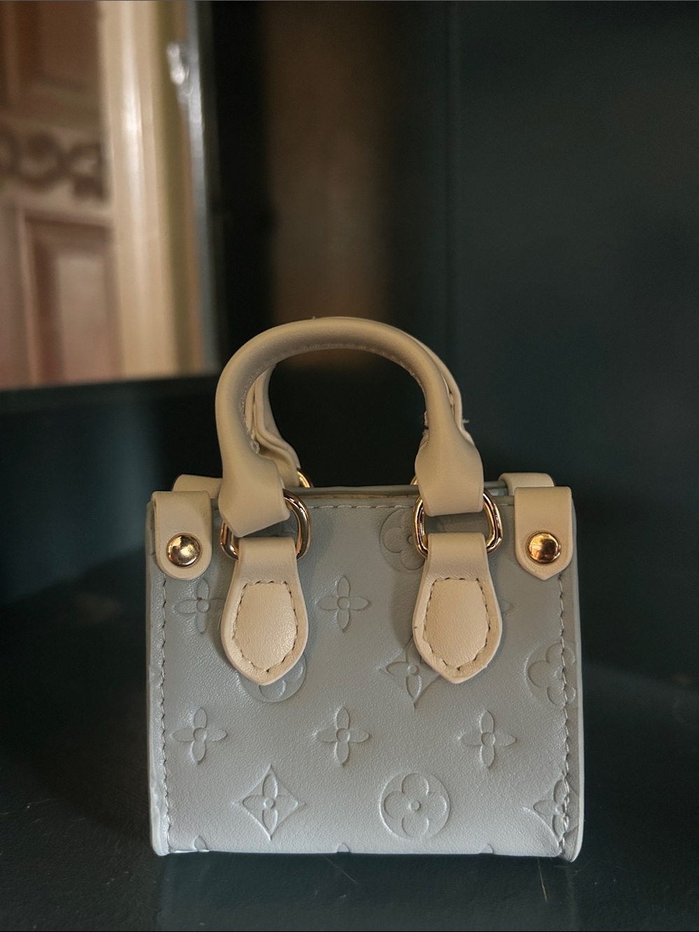 Mini Bag Charm Embossed Top-Handle
